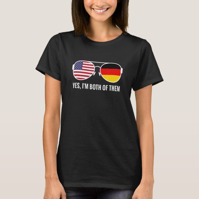 Usa Germany Flag Sunglasses German Americans T-Shirt (Front)