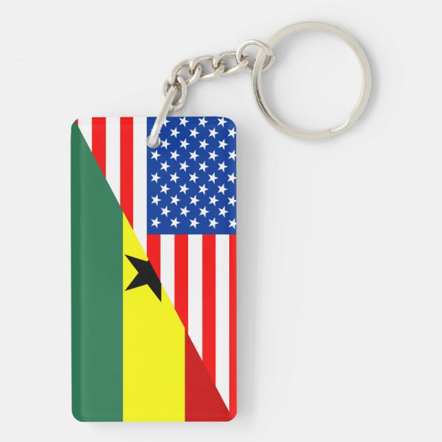 usa ghana country half flag america symbol key ring (Back)