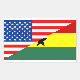 usa ghana country half flag america symbol rectangular sticker