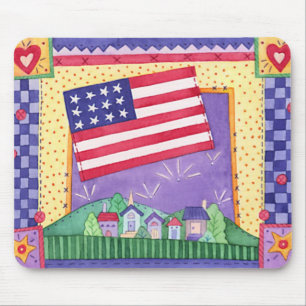 USA-Gingham Flag Mouse Mat
