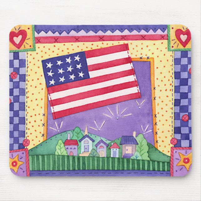 USA-Gingham Flag Mouse Mat (Front)