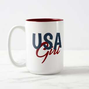 USA GIRL American Flag High Heel Shoe Two-Tone Coffee Mug