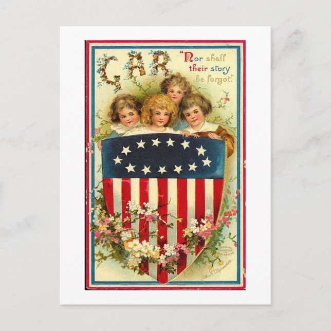 USA Girls Vintage Americana Postcard (Front)