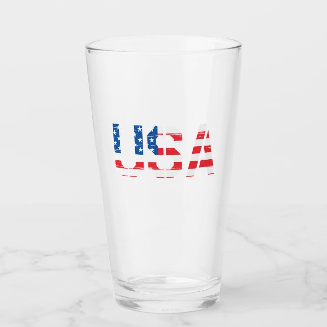 "USA" Glass Cup (Front)