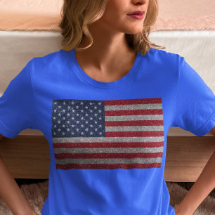 USA Glitter look Flag Forth of July T-Shirt