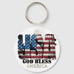 USA God Bless America Key Ring