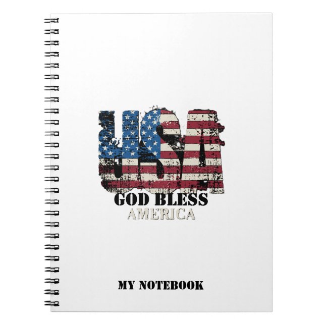 USA God Bless America  Notebook (Front)