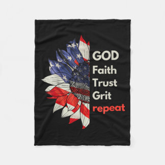 USA God Faith Trust Grit Independence Day 4th of Fleece Blanket