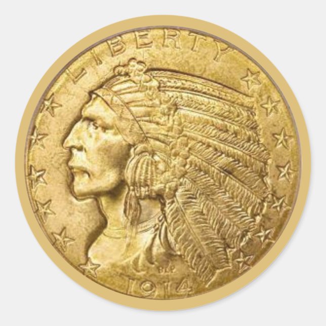 USA Gold Piece Classic Round Sticker (Front)