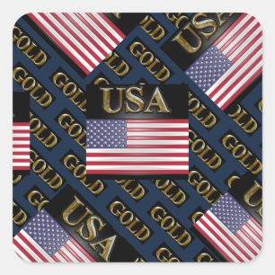 USA GOLD SQUARE STICKER