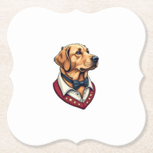 USA Golden Retriever Vintage Patriotic Dog Shirt Paper Coaster