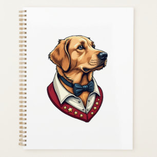 USA Golden Retriever Vintage Patriotic Dog Shirt Planner