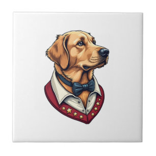 USA Golden Retriever Vintage Patriotic Dog Shirt Tile