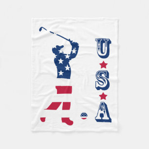 USA golf America flag golfer Fleece Blanket