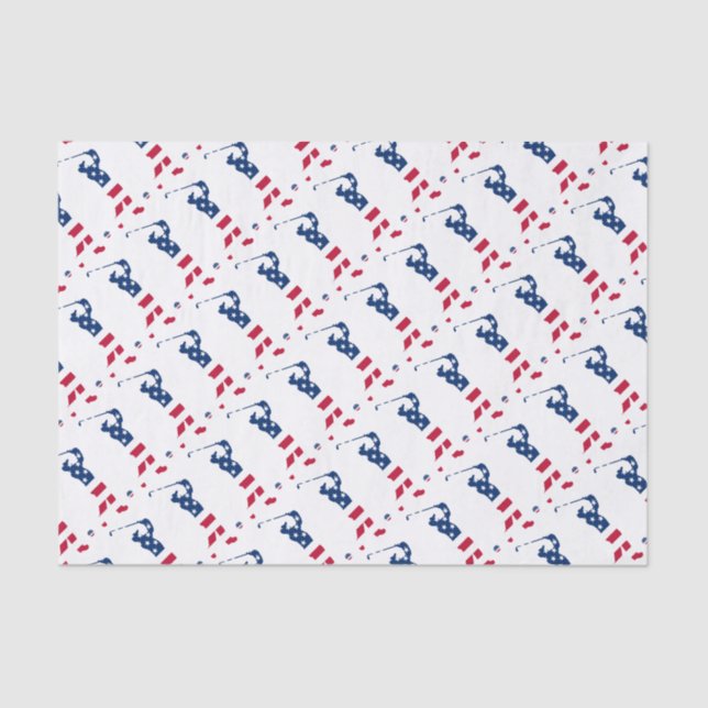USA golf America flag golfer Tissue Paper (Front)