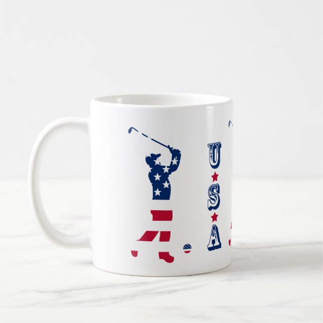 USA golf American flag golfer Coffee Mug (Left)