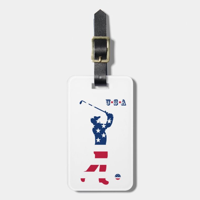 USA golf American flag golfer Luggage Tag (Front Vertical)