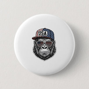 USA Gorilla Vintage Engraving Patriotic Shirt Desi 6 Cm Round Badge