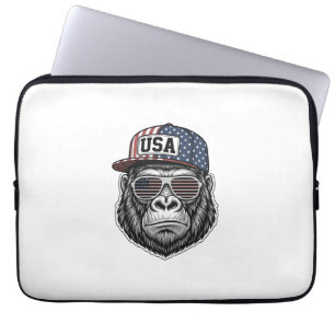 USA Gorilla Vintage Engraving Patriotic Shirt Desi Laptop Sleeve
