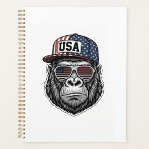 USA Gorilla Vintage Engraving Patriotic Shirt Desi Planner