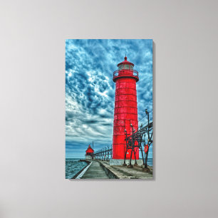 USA, Grand Haven, Michigan, lighthouse Canvas Print