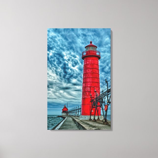 USA, Grand Haven, Michigan, lighthouse Canvas Print (Front)