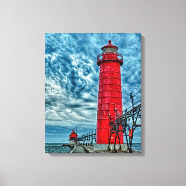 USA, Grand Haven, Michigan, lighthouse Canvas Print (Front)