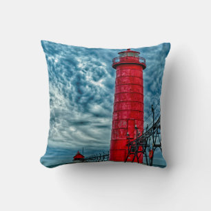 USA, Grand Haven, Michigan, lighthouse Cushion
