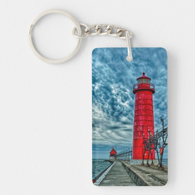 USA, Grand Haven, Michigan, lighthouse Key Ring (Front)