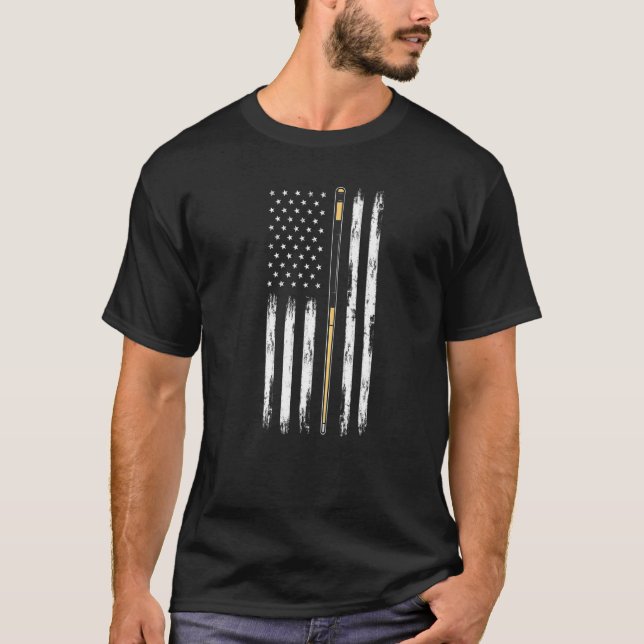 USA Graphic Pool Billard Snooker Billard Cue 8 Bal T-Shirt (Front)