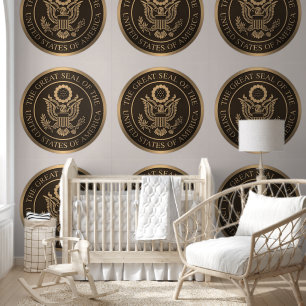 USA Great Seal Bronze on Beige Designer  Wallpaper