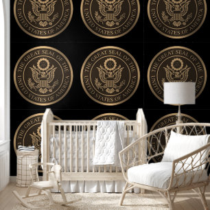 USA Great Seal Bronze on Black Designer Wallpaper