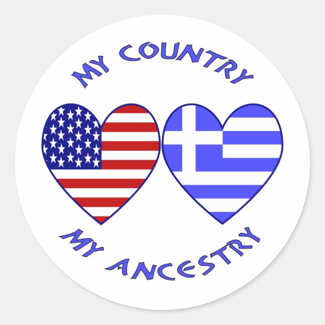 USA / Greek Country Ancestry Classic Round Sticker (Front)