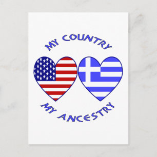 USA / Greek Country Ancestry Postcard