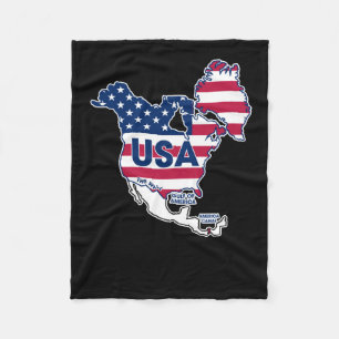 Usa = Greenland + Canada + Gulf + Canal  Fleece Blanket