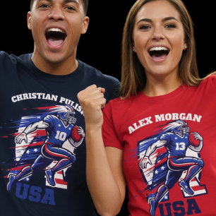 USA Gridiron Football Dynamic Action Patriotic T-Shirt