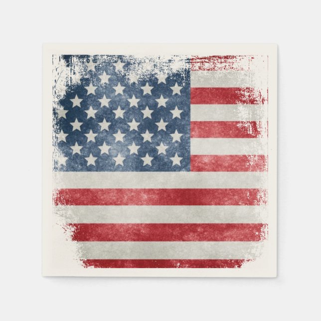 USA Grunge American Flag Napkin (Front)