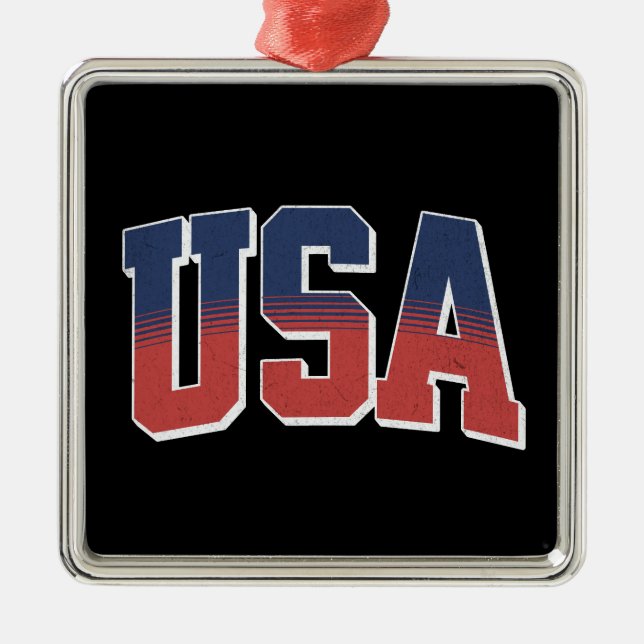 USA grunge text design Metal Tree Decoration (Front)