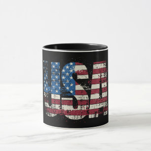 USA grunge text design with flag Mug