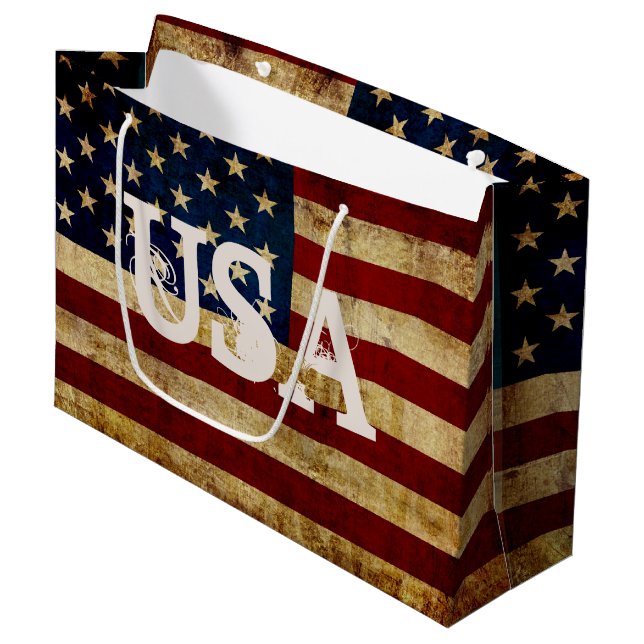 USA / Grunged flag Large Gift Bag (Front Angled)