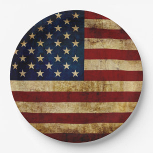 USA / Grunged flag Paper Plate