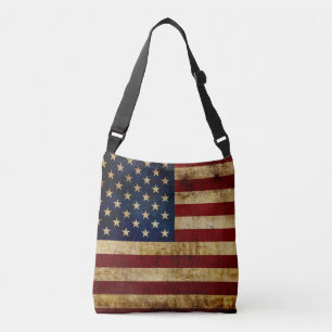 USA / Grunged Flag Suede Wristlet Crossbody Bag