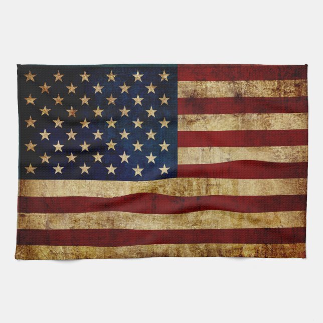 USA / Grunged flag Tea Towel (Horizontal)