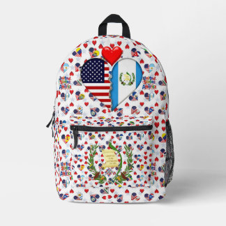 USA Guatemala Heart flags Hispanic Heritage  Printed Backpack