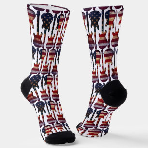USA Guitars Patriotic Socks