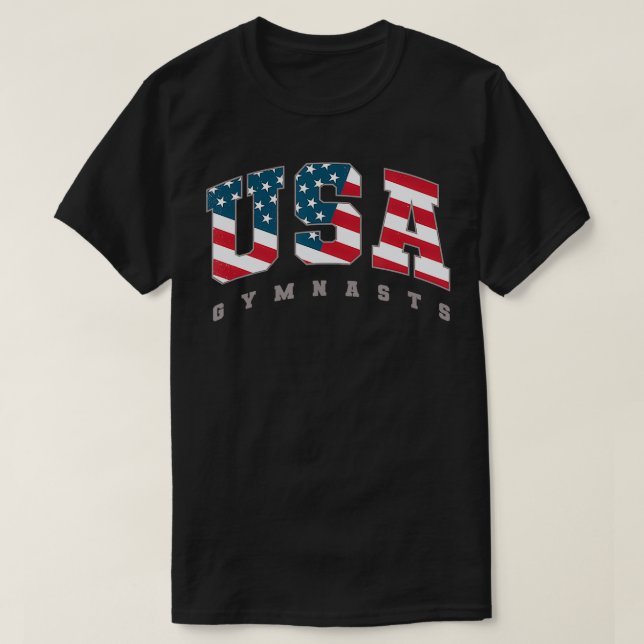 USA Gymnasts Flag Team Support Athlete Gymnastics T-Shirt (Design Front)