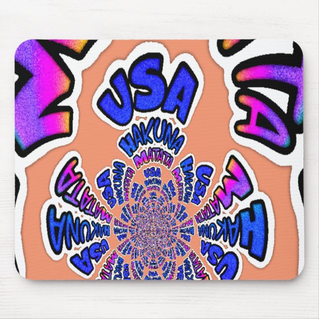USA Hakuna Matata Blue text graphic Gifts art Mouse Mat (Front)