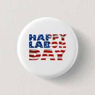 Usa Happy Labor Day Flag 3 Cm Round Badge