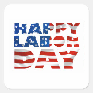 Usa Happy Labour Day Flag  Square Sticker