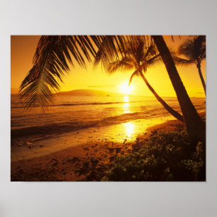 USA, Hawaii, Maui, Colourful sunset in a 2 Poster